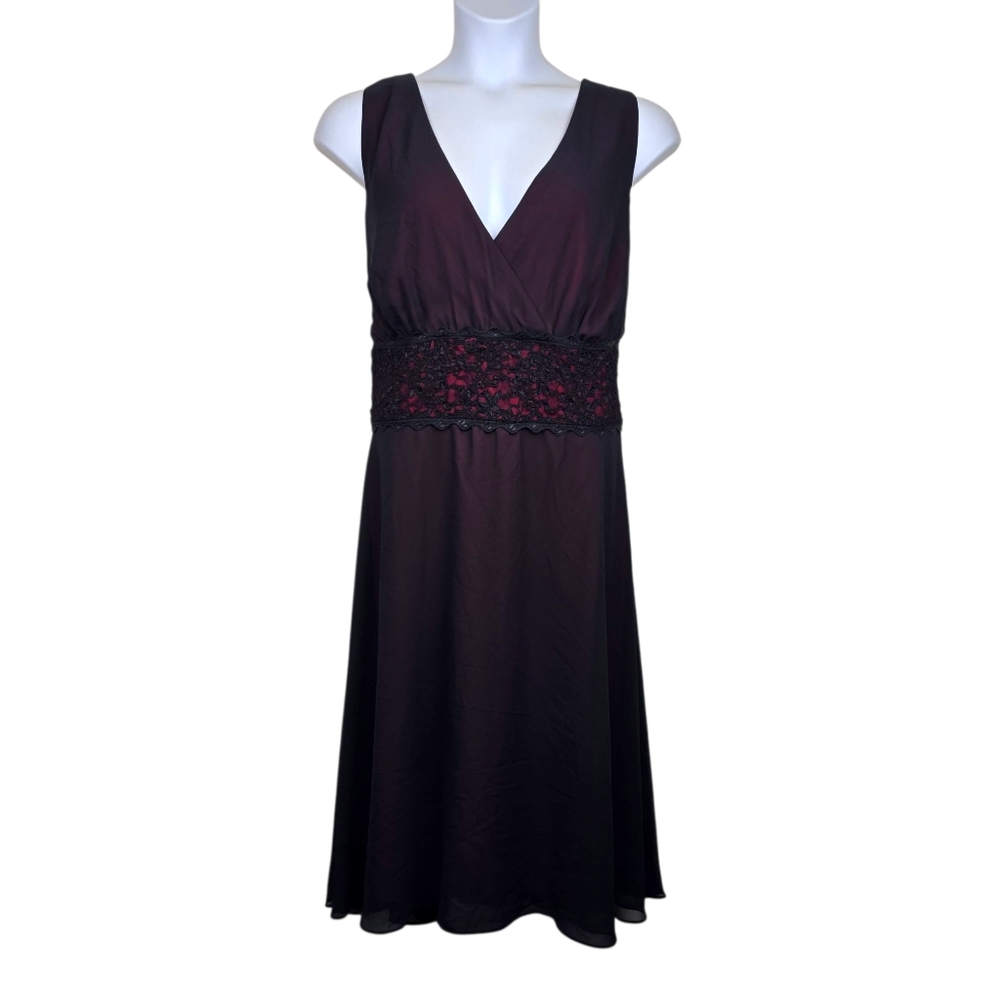 Sydney's Closet Womens Sleeveless V-Neck Chiffon Lace Waist Dress Size 22 NWT
